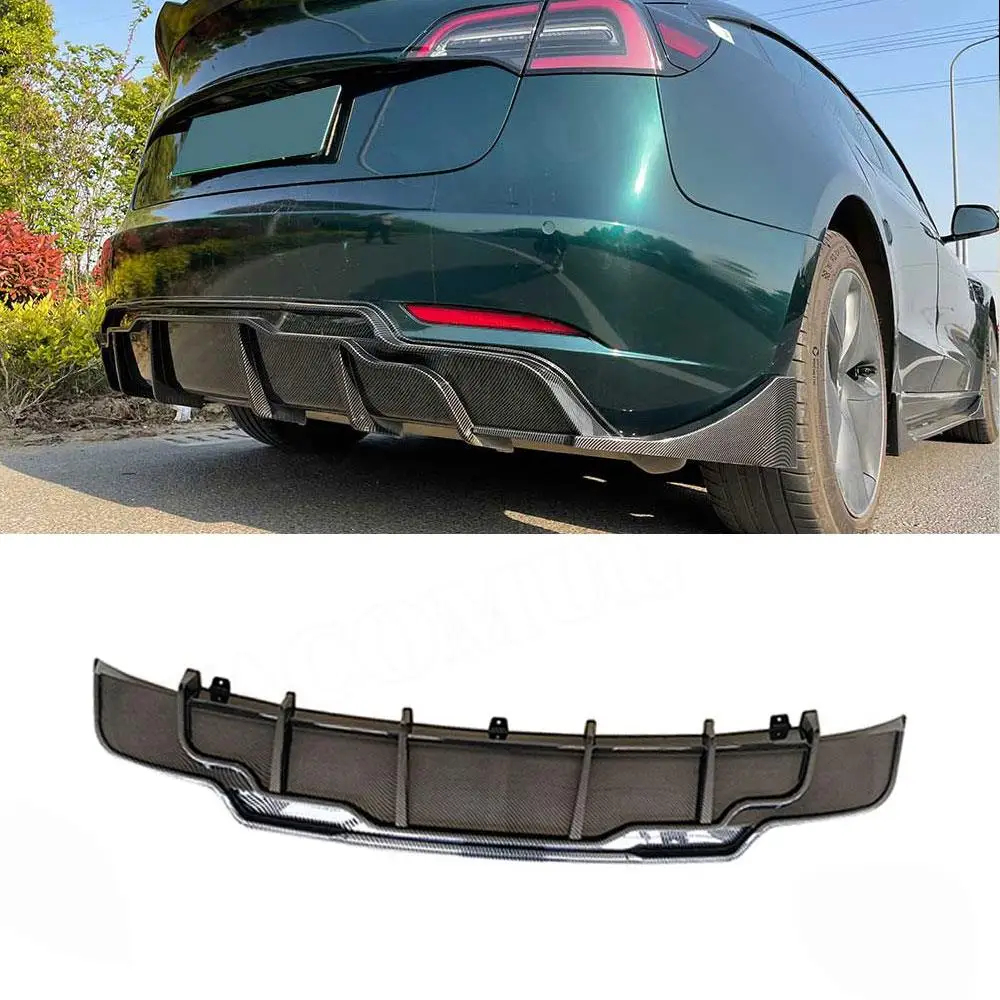ABS Rear Bumper Lip Diffuser For Tesla Model 3 Rear Lip Chin Spoiler ...