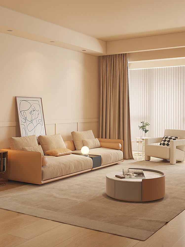 

Living Room 2023 New Italian Light Luxury High Grade Down Straight Row Three Seat Four