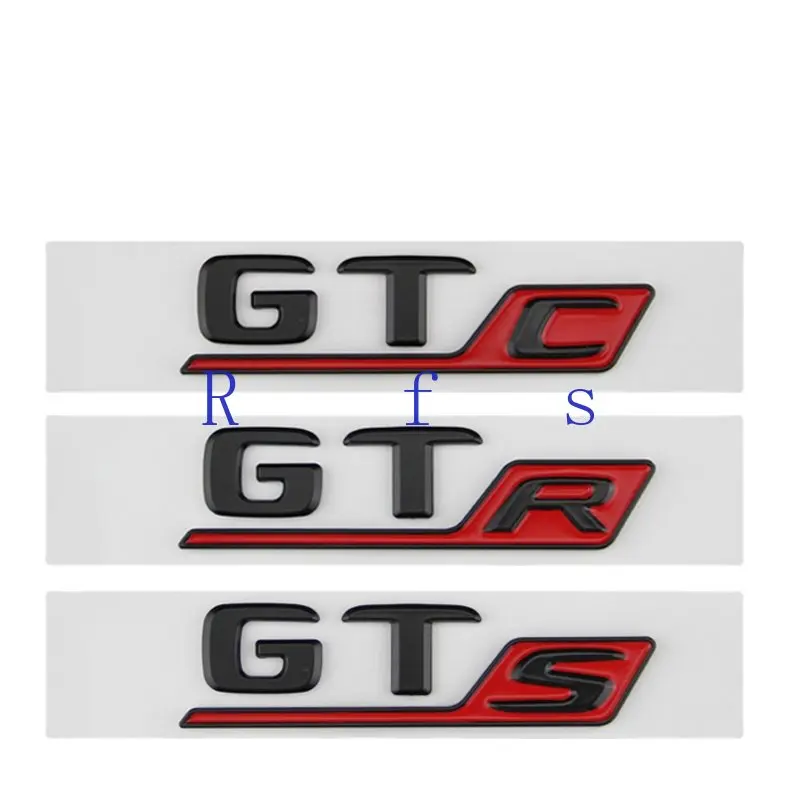 Длинный значок R S, эмблема с буквами для Mercedes Benz GTR GTS, стильная наклейка на багажник, черные и красные аксессуары