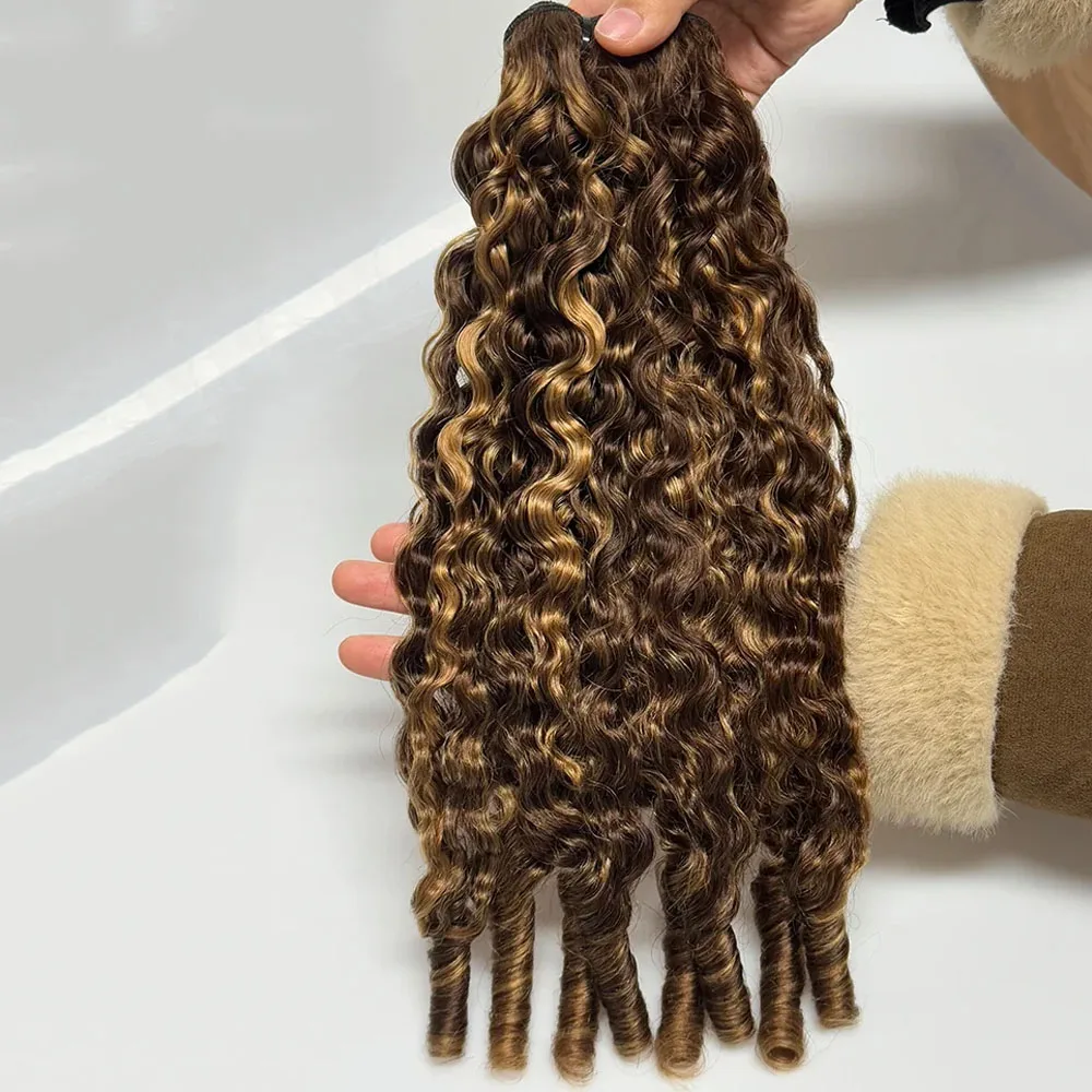 Highlight Ombre 3A 4C Burmese Curly Hair Bundles Raw Hair Bundles Human Hair Extension Vietnamese Pixie Curly Bundles 5
