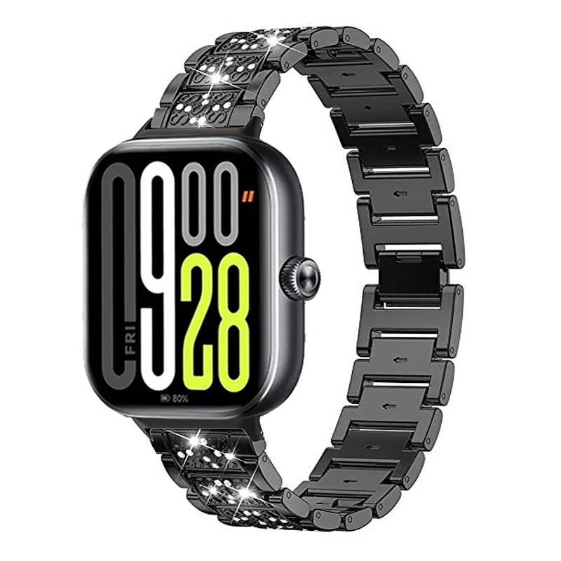 Elegant Diamond-Pattern Metal Watchband