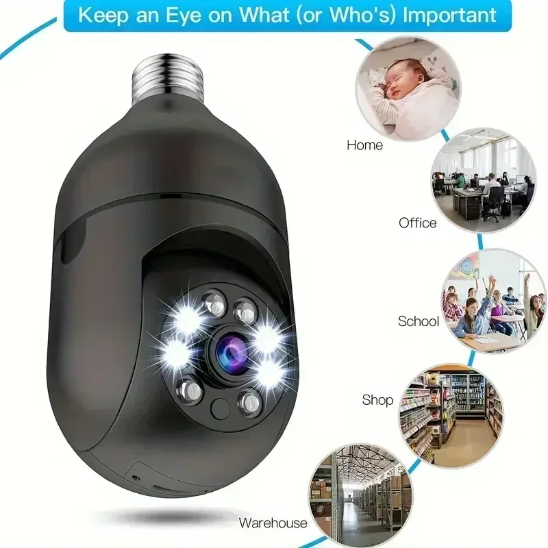E27 Bulb Camera 4X Digital Zoom AI Human Motion Detect Full Color Night Vision Surveillance Camera APP Yiiot surveillance camera bulb camera