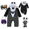 2025 Halloween Cosplay Baby Boy Clothes Jack Nightmare Before Xmas Romper Christmas Cotton Striped Hooded Jumpsuit 0-24 Months