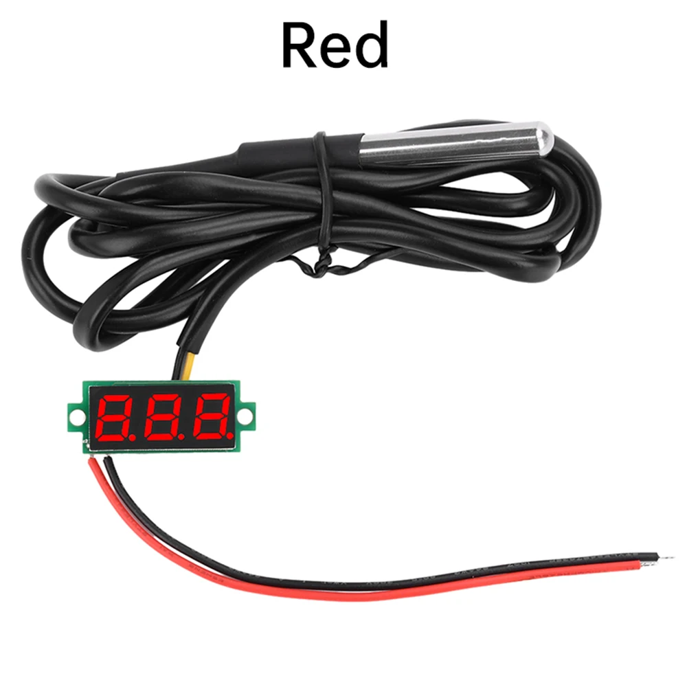 High-Precision Waterproof Metal Temperature Sensor with LED Display and 1M Cable, DC 4~28V, -50℃~125℃ Range