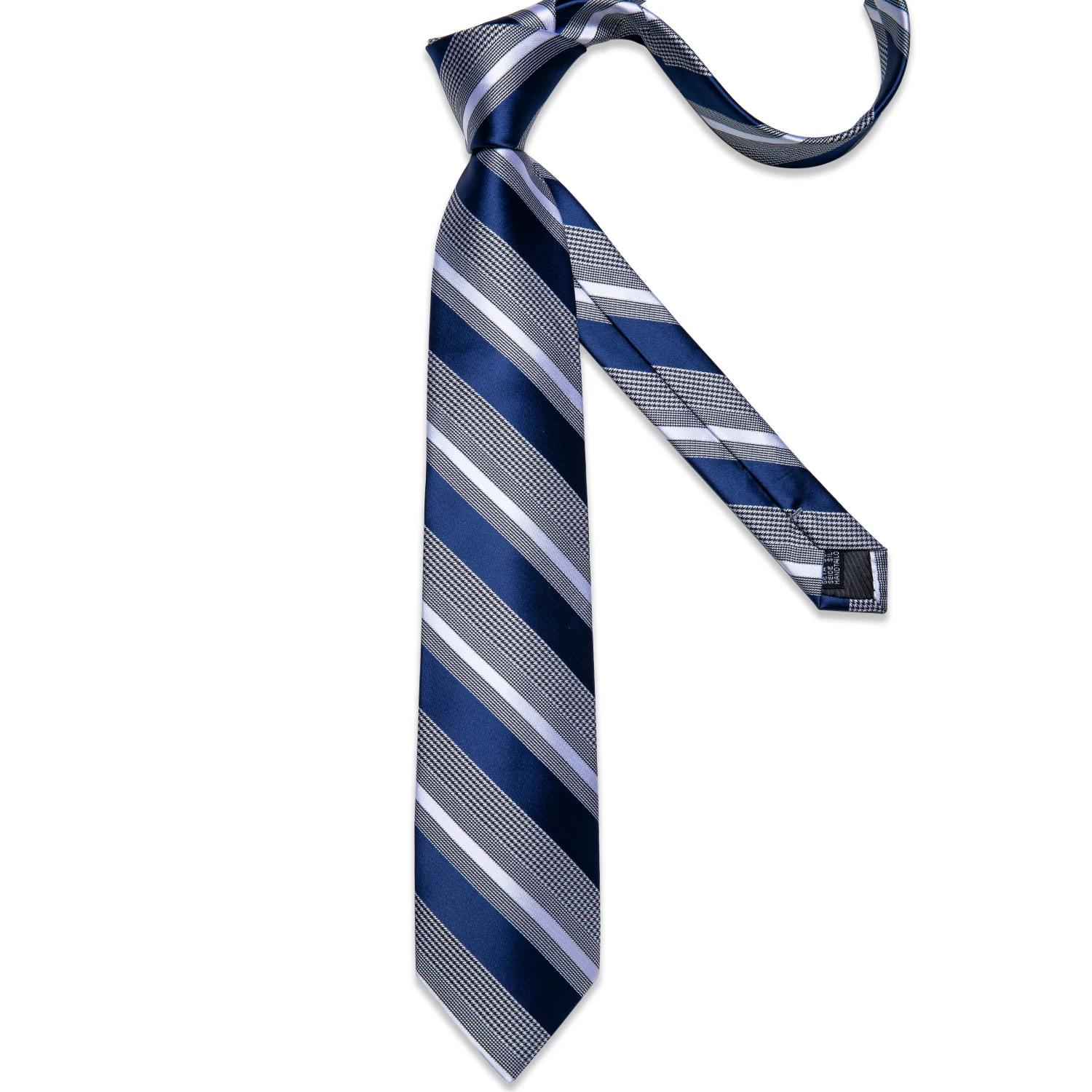 Luxury Blue Striped Mens Necktie Set - 8cm Width with Pocket Square  Cufflinks for Wedding  Business