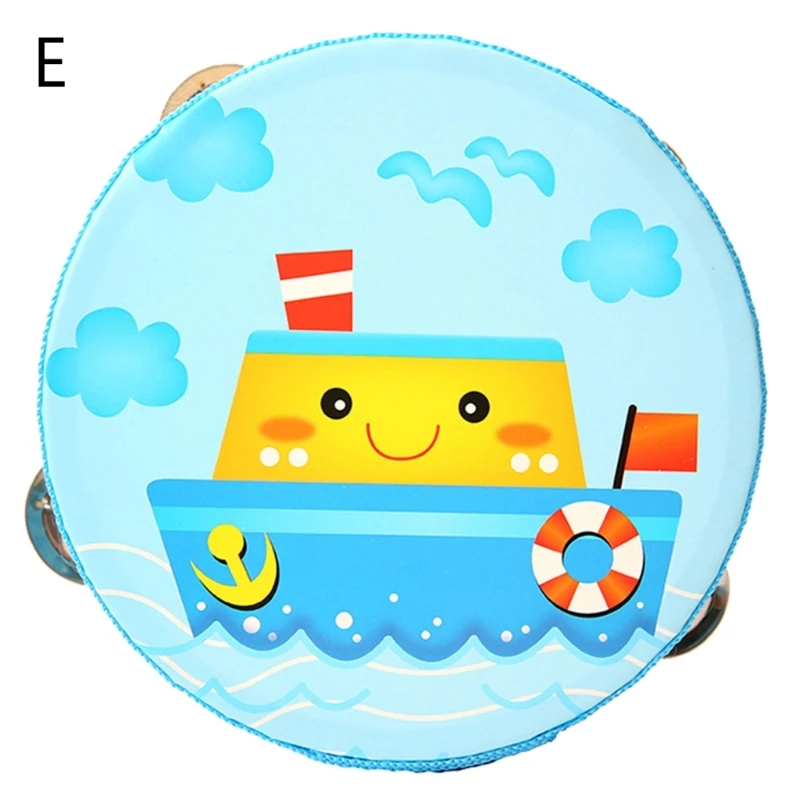 Wooden Hand Drum Musical Percussion Instruments Children Kids Music Toy Cartoon Mini Musical Instrument Hand Drum Hand Held Tambourine Drum for Party Game