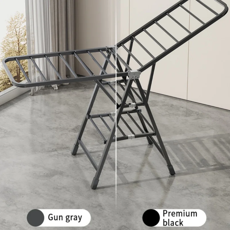 Home Indoor Folding Vertical Vlothes Drying Rack Veranda Steel Clothes Wheels Dryer Removable Quilt Tower Shelf Laundry Holder 3