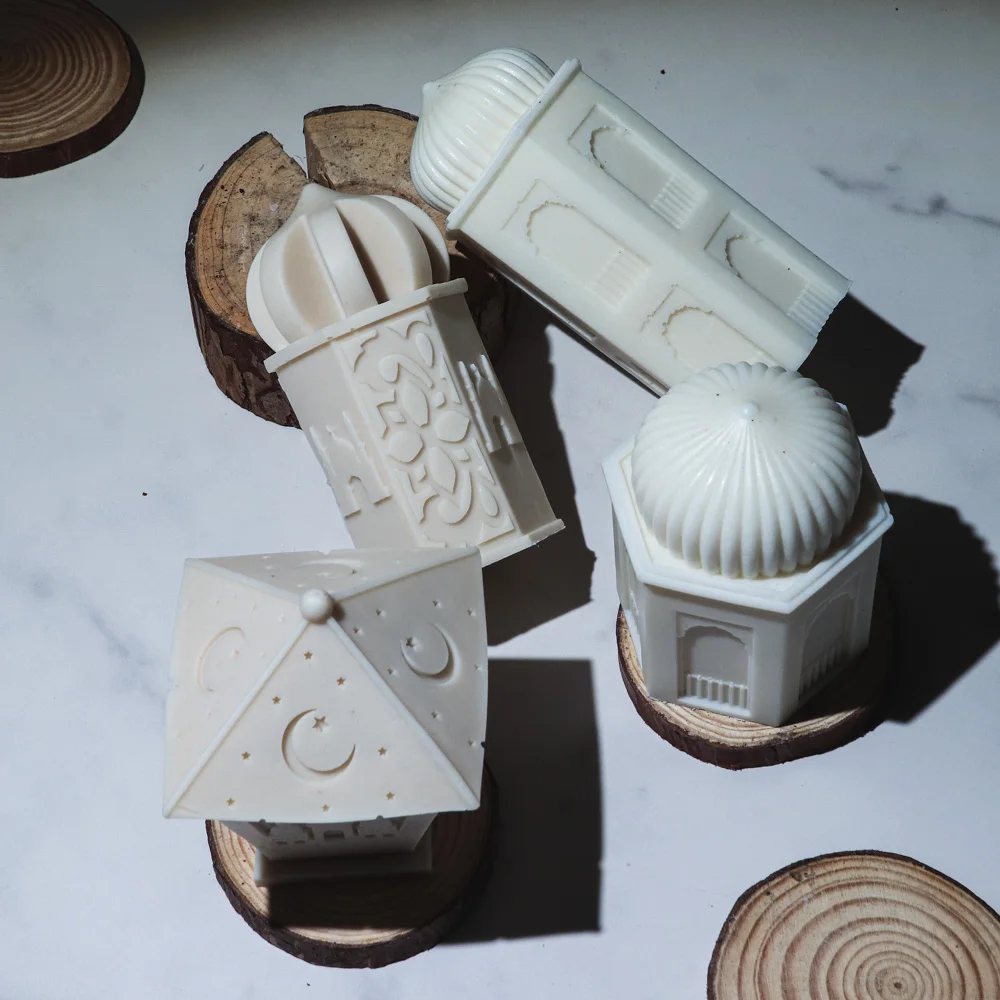 Eid al Fitr Castle Candle Silicone Mold Geometry Arabic Architecture Candle Mold DIY Gypsum Resin Tool Religious Decoration