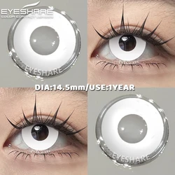 EYESHARE Cosplay White Contact Lenses - Colored Anime Eye Makeup for Halloween Accessories (PURE - WHITE)