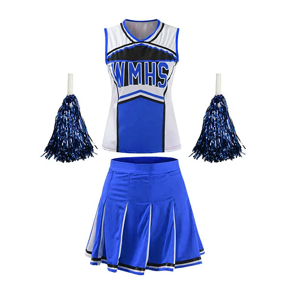Blue High School Cheerleader Uniform Women's Costume 