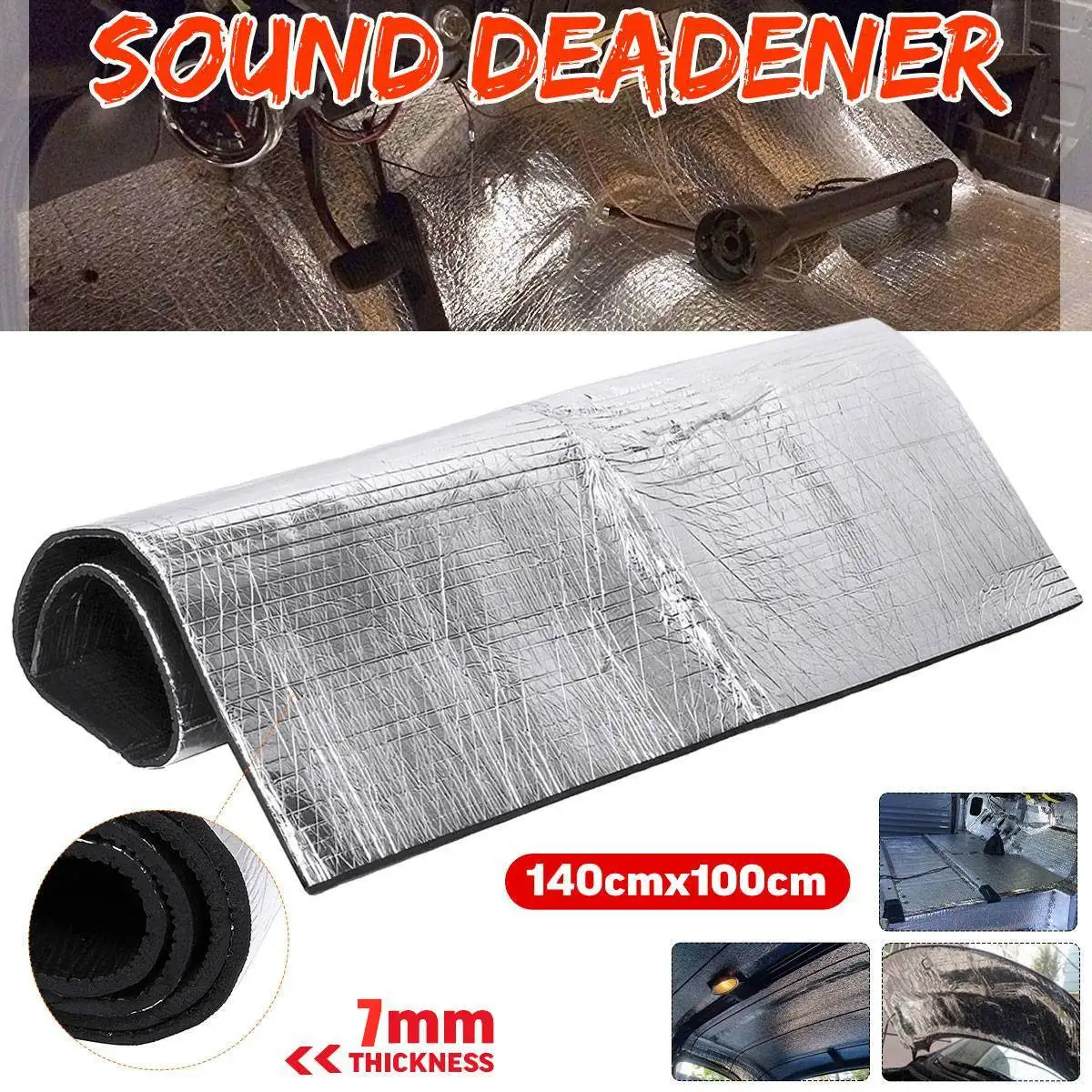 Car Noise Insulation 140x100cm 7mm Heat Sound Pad Car Engine
