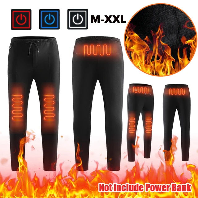 Men Winter Heated Pants with 2 Heating Zone 3 Temperature Adjustable  Heating Pants for Skiing Fishing Hiking Battery NOT Included XL 