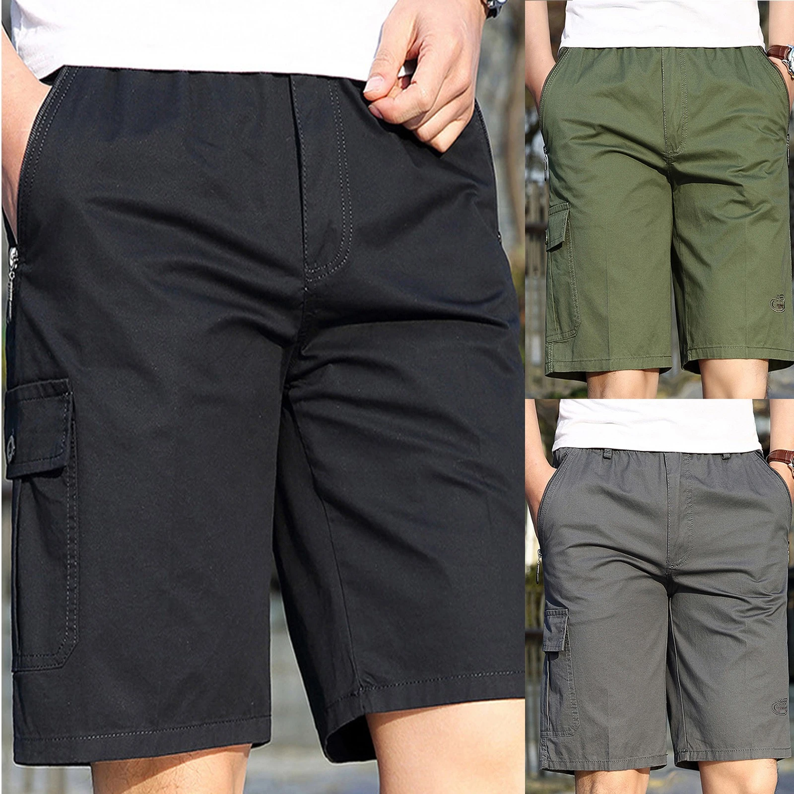 Motion pantalones cortos deportivos con cremallera para hombre, pantalón corto informal bolsillos, culturismo y verano, color blanco| | - AliExpress