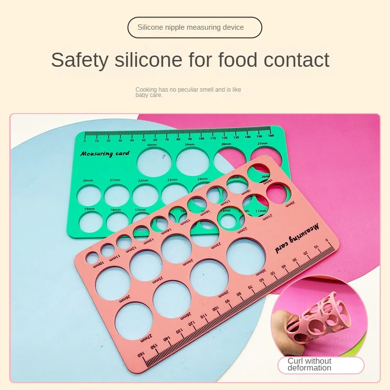 Pacifier Measuring Ruler Non-stick 18x10cm Measuring Tools Nipple Diameter Card Sizing Tool Silicone Odorless nipple shields