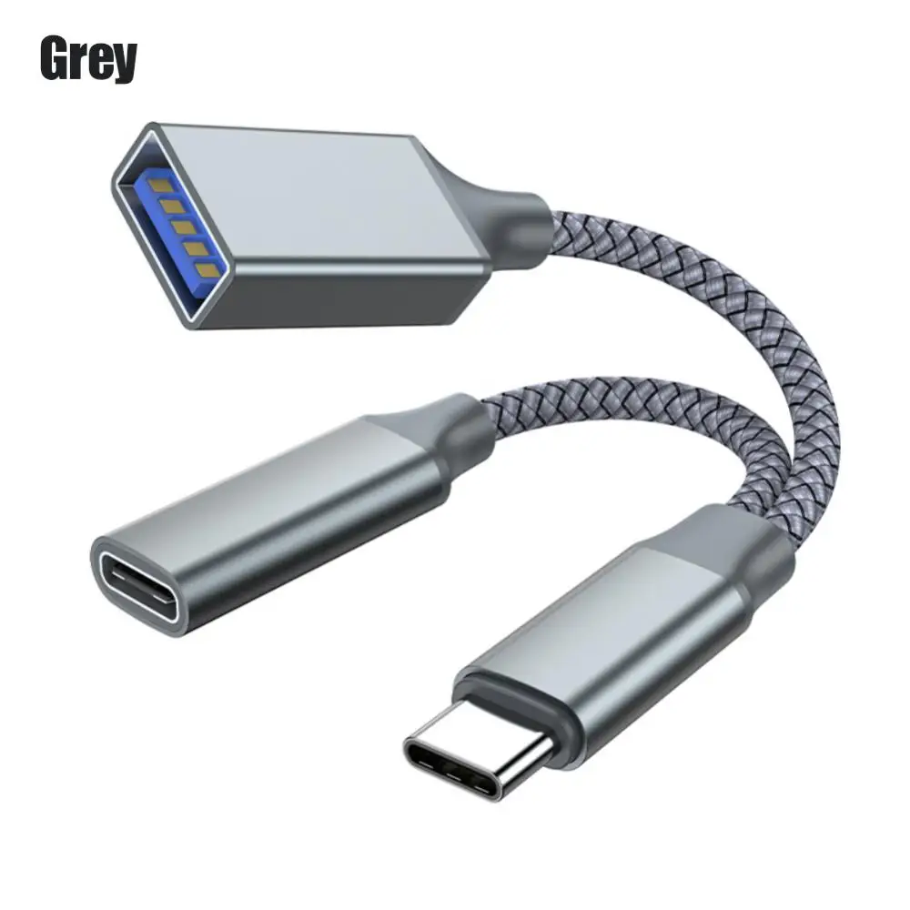 C타입-USB A 어댑터, USB C OTG 케이블, 전화 어댑터, PD 충전 포트, 휴대폰 노트북 태블릿용, 2 in 1