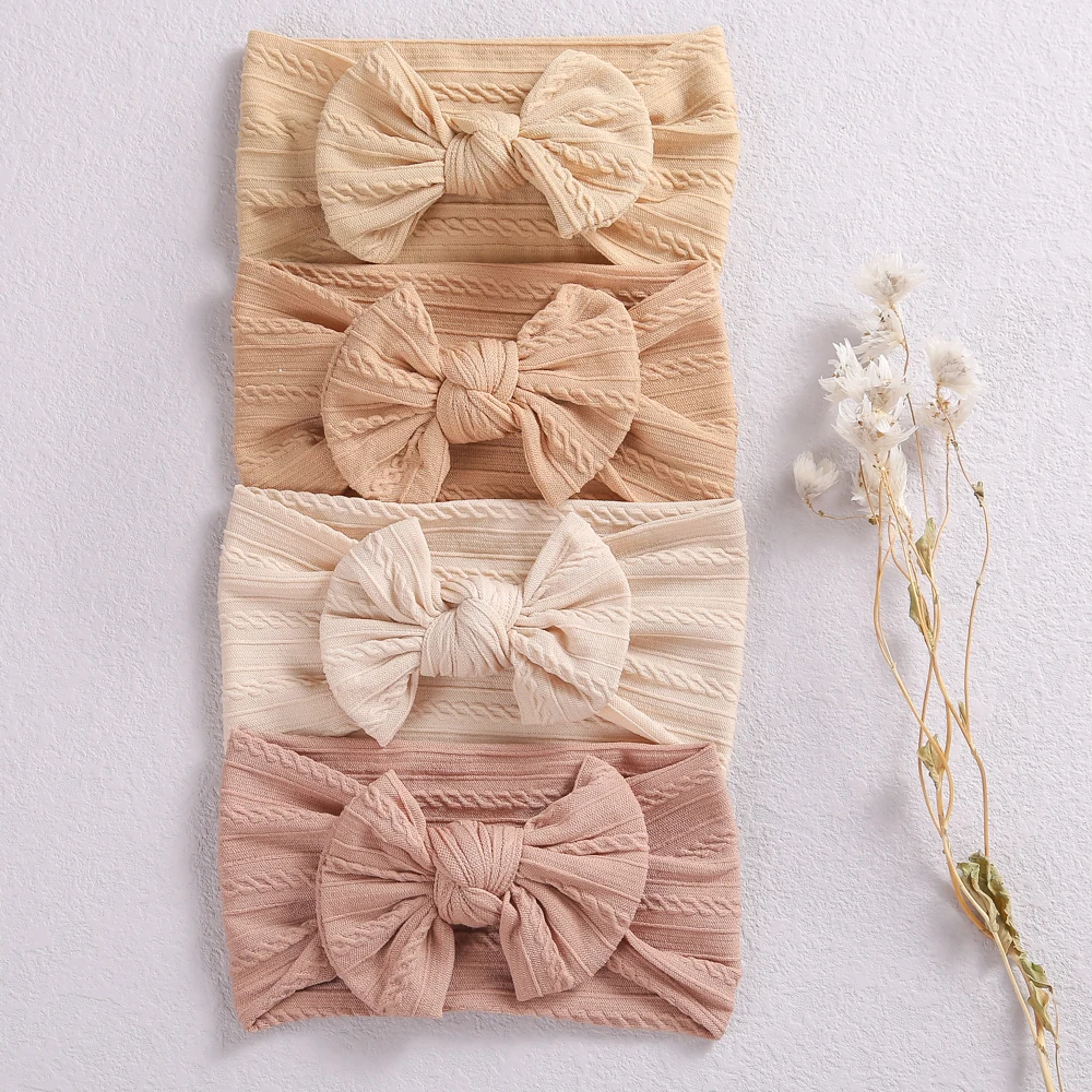 2 Pcs Baby Turban Headband Baby Girl Nylon Headbands Baby Bow Headband