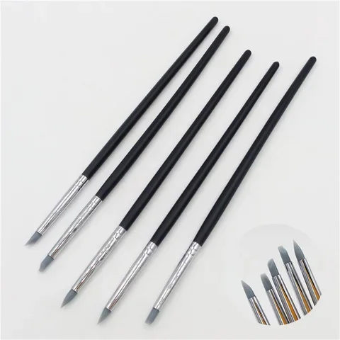 

5pcs Art Craft Supplies Different Shapes Small Pottery Clay Sculpture Carving Tools Silica Gel Pen Painting Nail Brush Set