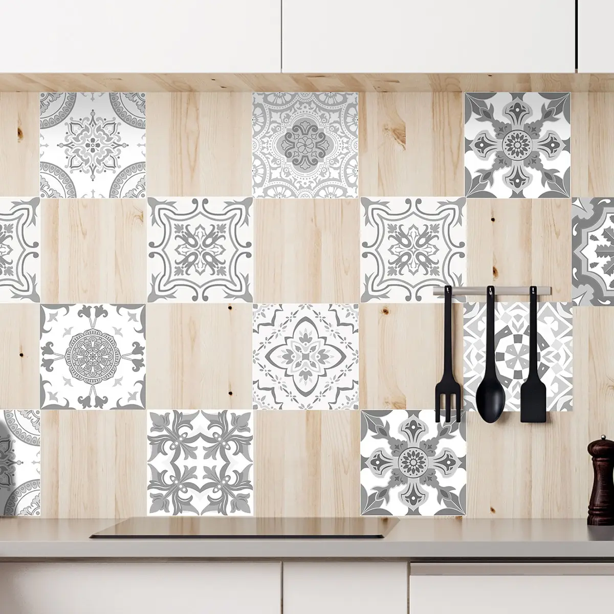 Moroccan Wall Sticker Art Waterproof Vinyl Tile Sticker Home Decor Kitchen Bathroom Decal 12PCS 15CM wall stickers