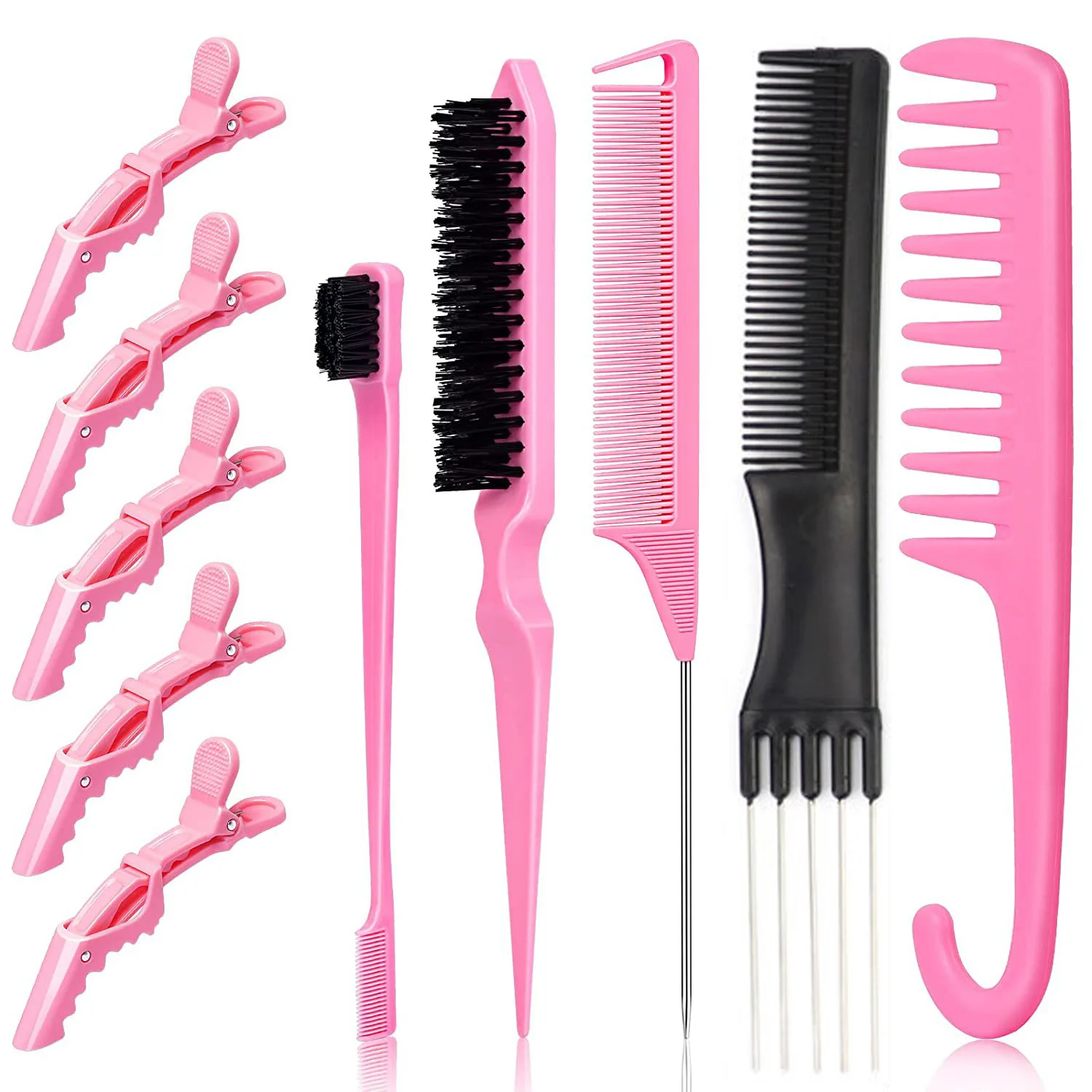 

10pcs/set Edge Teasing Triple Styling Hair Tail Tool Combs Brush Hair Teasing Set Braid Hair Comb Tools Loop Comb Brush Tail Rat