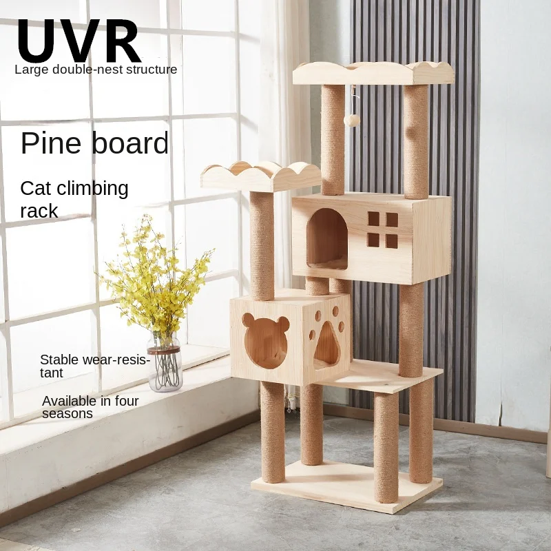 

UVR High Quality Solid Wood Cat Climbing Frame Cat Nest Cat Scratch Luxurious Cat Tree Easy To Assemble Cat Climbing Toys