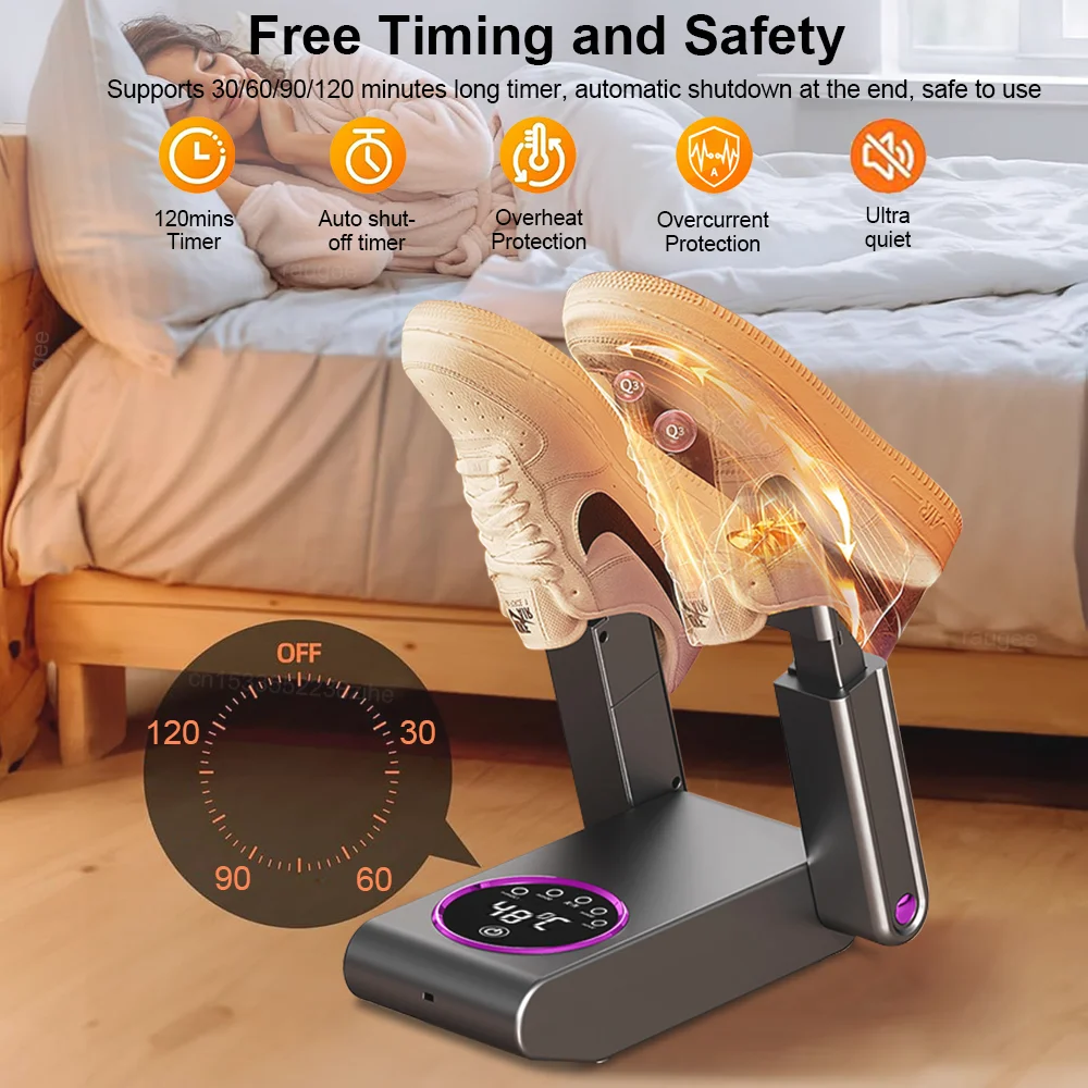 Shoe Dryer Portable Foldable Footwear Dryer Intelligent Timer Quick Drying Deodorizing Sterilizing Dryer for Shoes 4