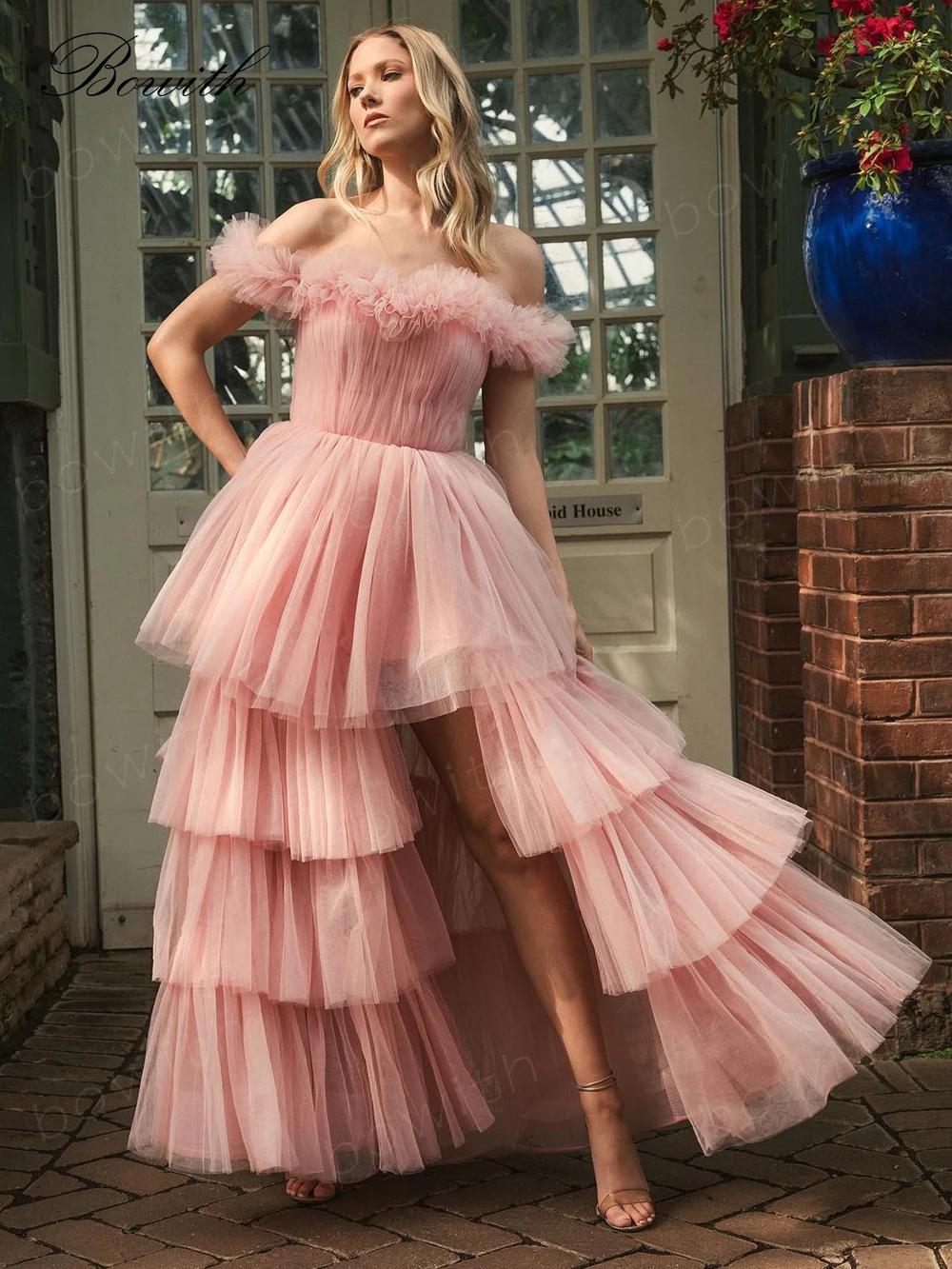 

Bowith Puffy Evening Dresses for Women A Line Prom Dress with Tiered Layers Formal Party Dresses vestidos de fiesta