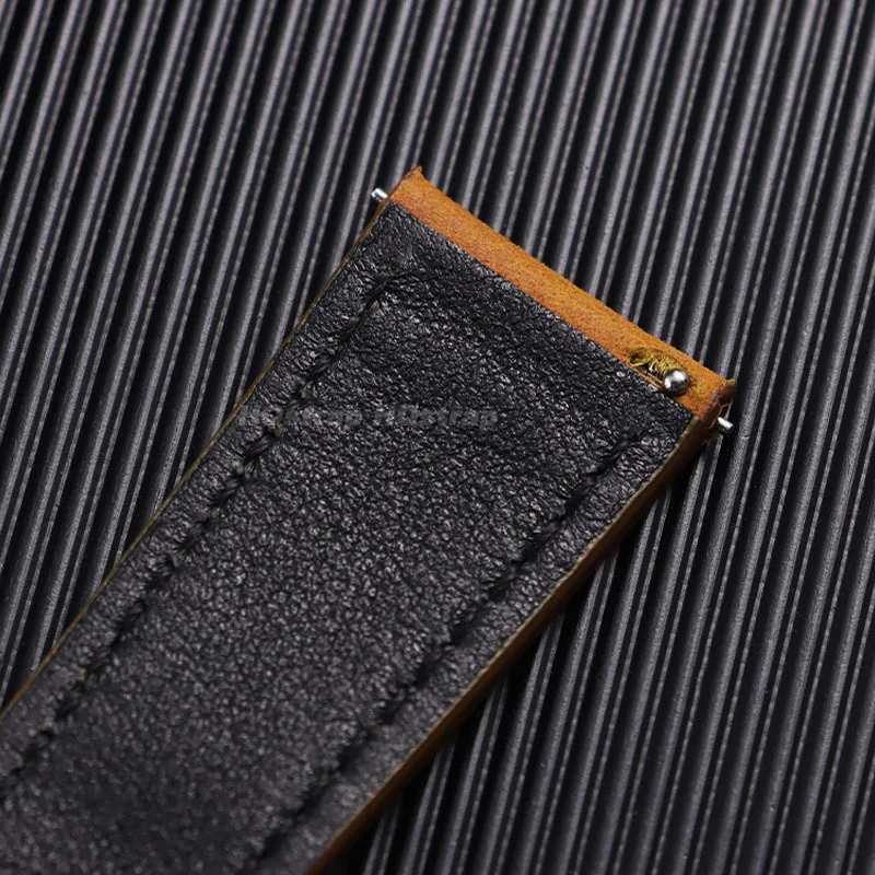 Elegant Vintage Cowhide Leather Watch Strap with Deployment Buckle - Business Style Wristband