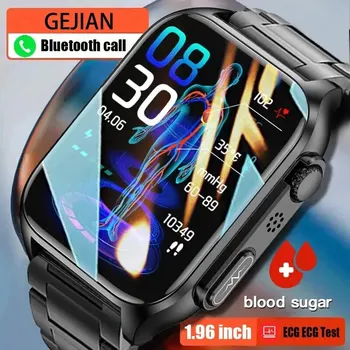 GEJIAN 남성 혈당 모니터 건강 스마트 워치, ECG + PPG 혈압 측정, IP67 방수 스포츠 남성 스마트 워치, 신제품