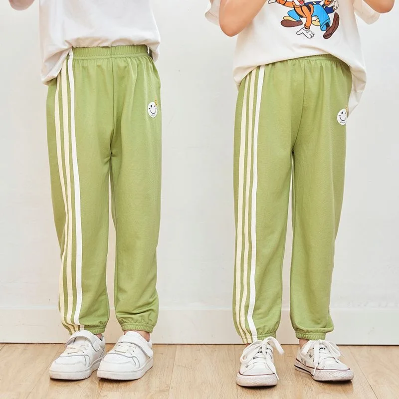 【LF】Kids Jogger Pants 100-150cm Boys Girls Sports Style Trousers Children Anti-Mosquito Long Pants for Spring Summer 3