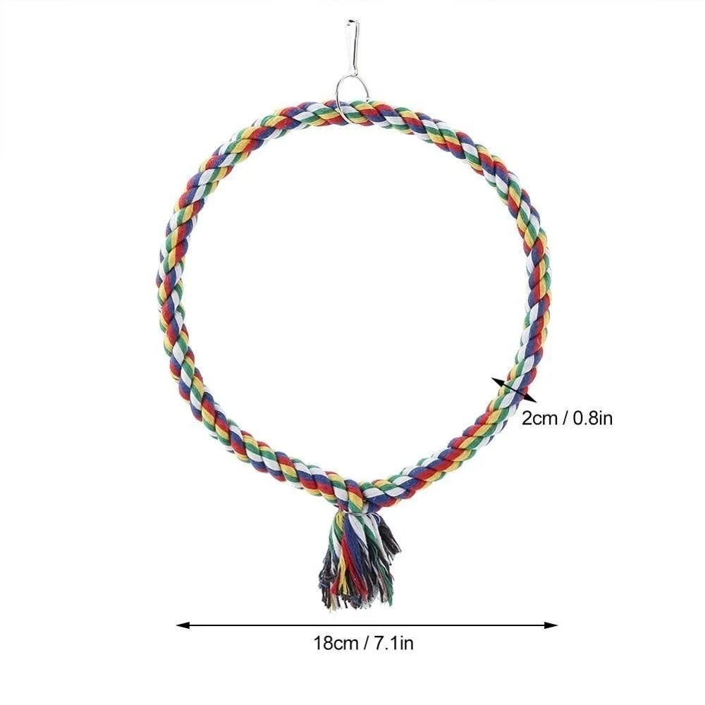 1Pc Bird Parrot Circle Ring Rope Perch Stand Swing Chewing Toy Birdcage Decoration Accessory 5