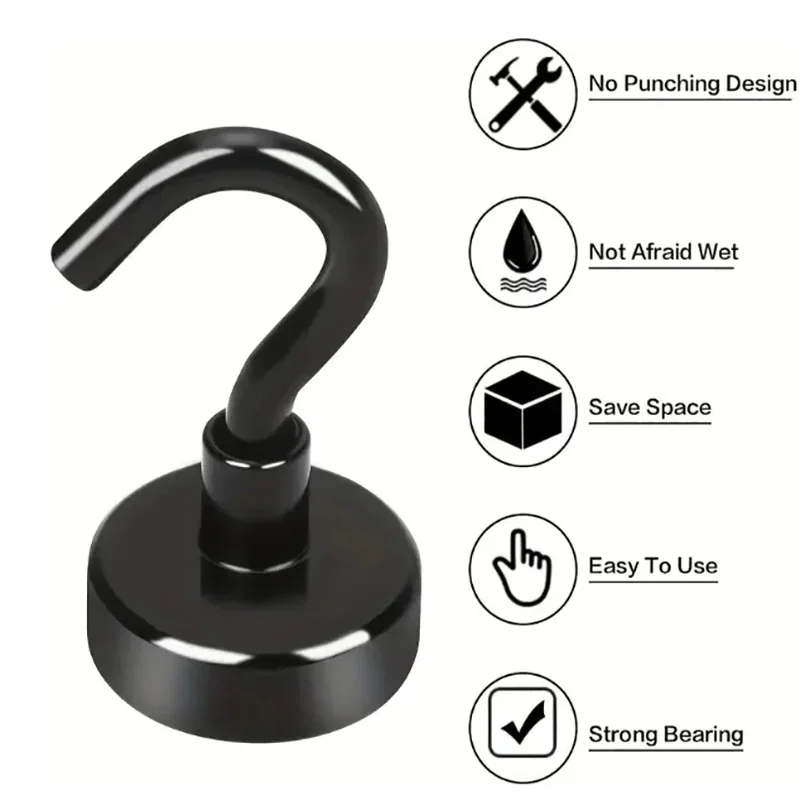 Magnetic Hooks 6Pcs 15 Lbs (Approx 7Kg) Indoor Hangings for Kitchens Workplaces Offices and Garages