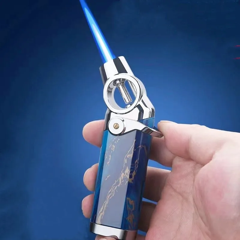 BBQ Lighter Butane Gas Lighter Cigarette Lighter Honest Lighter Visible Gas Metal Gun Lighter Windproof Travel Gear Outdoor BBQ Men's Cigar Ignition Smoking Gift