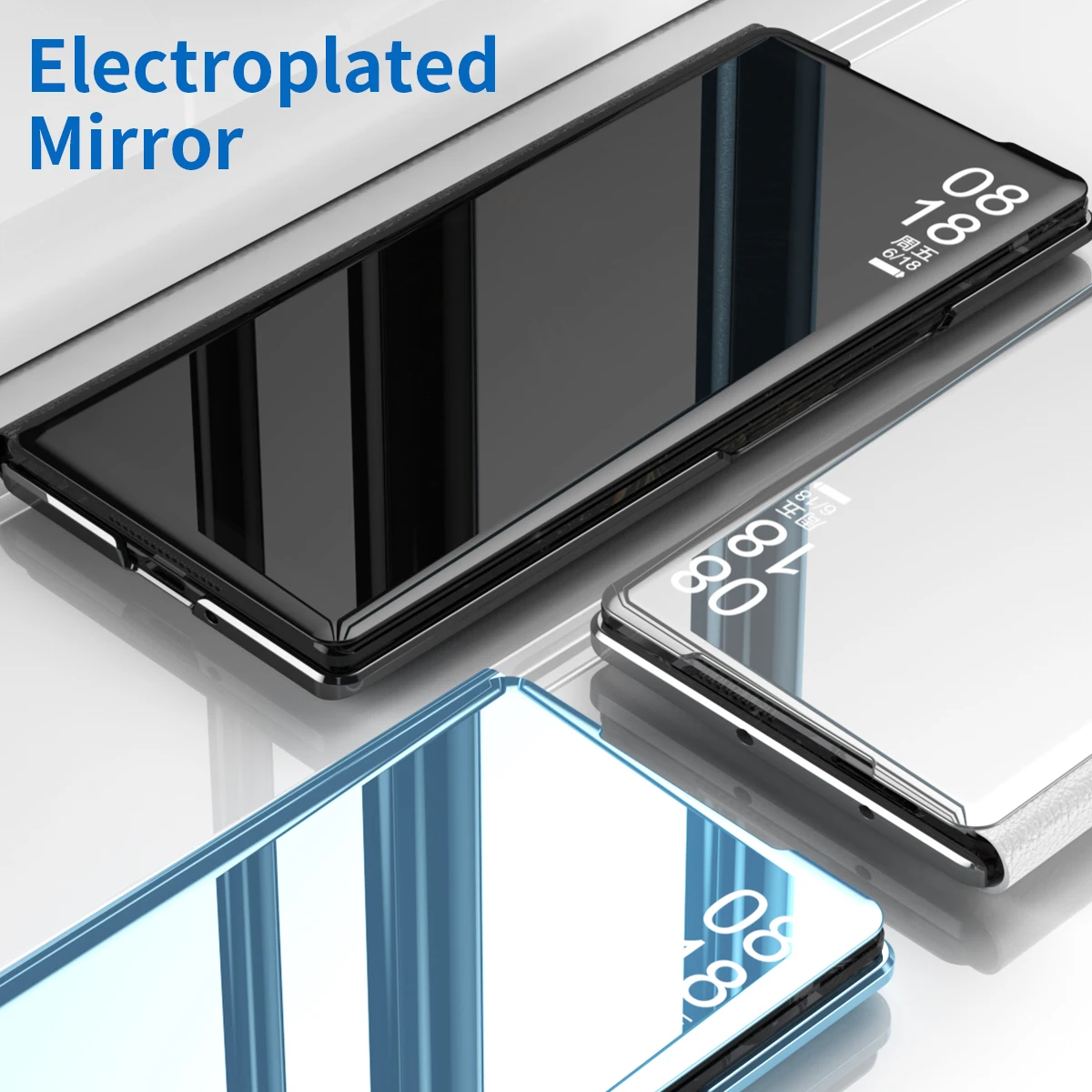 Smart Window Phone Case For Xiaomi Mix Fold 3 Plating Mirror Magnetic Suction Bracket Leather Shockproof Anti-drop Cover