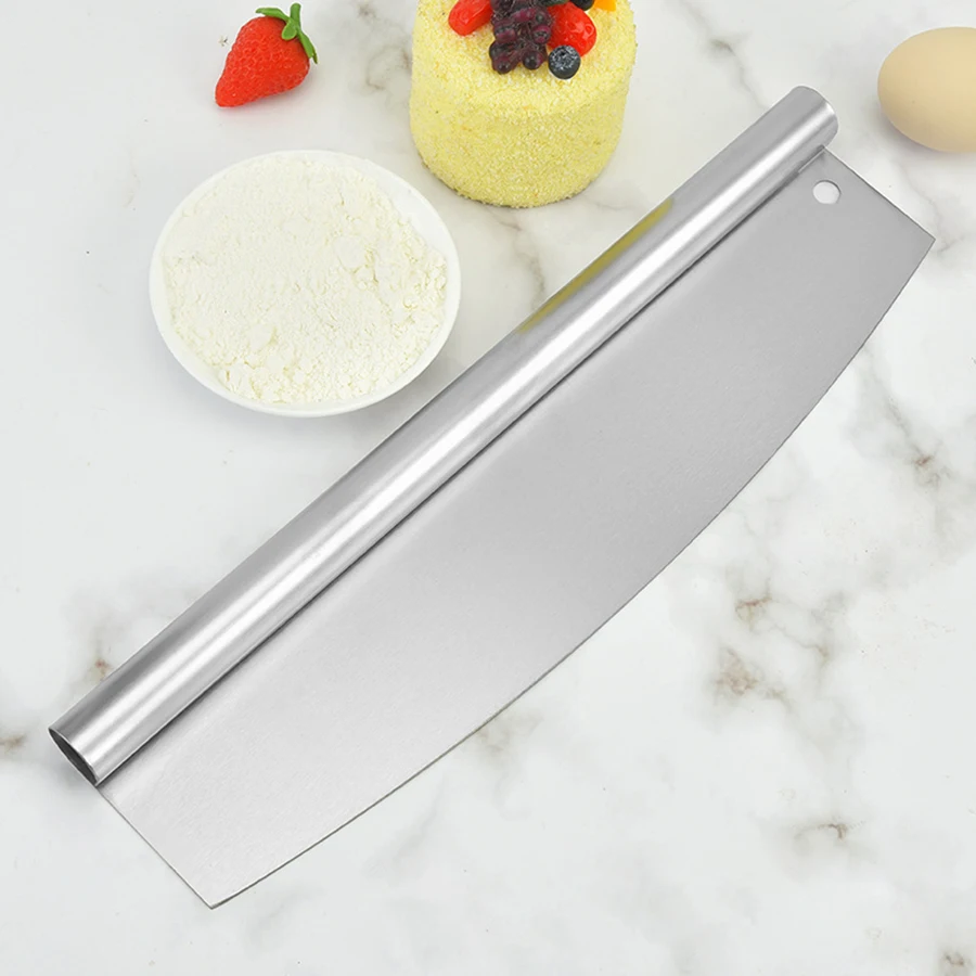 1PC stainless steel pizza shaker With knife sheath Multi-function pizza cutter Nougat cake curved dough hob spatula pizza cutter