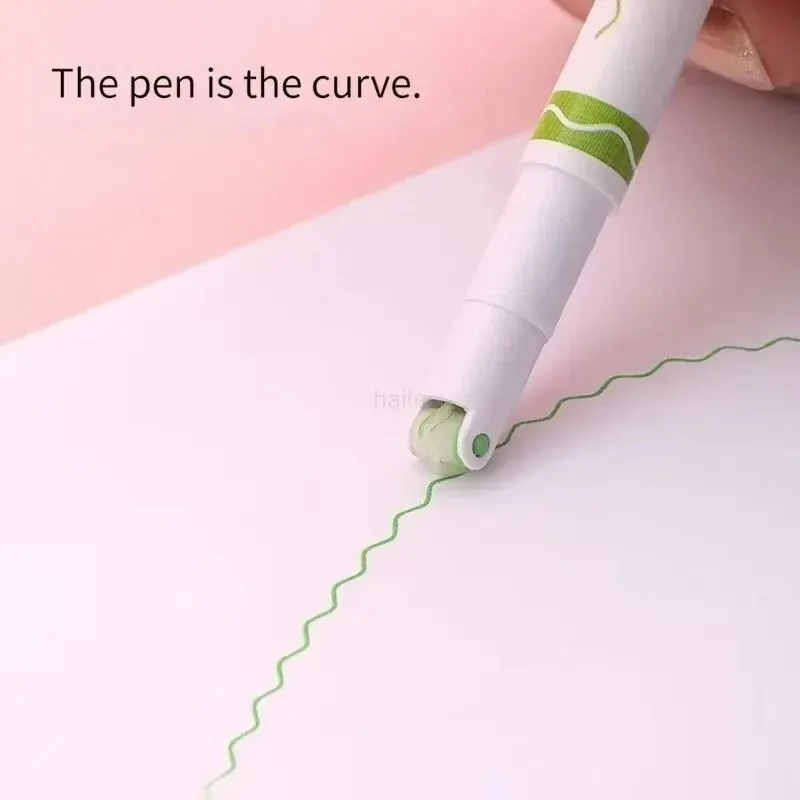 Highlighter Pen 6pcs/set Line Shaped Roller Tip