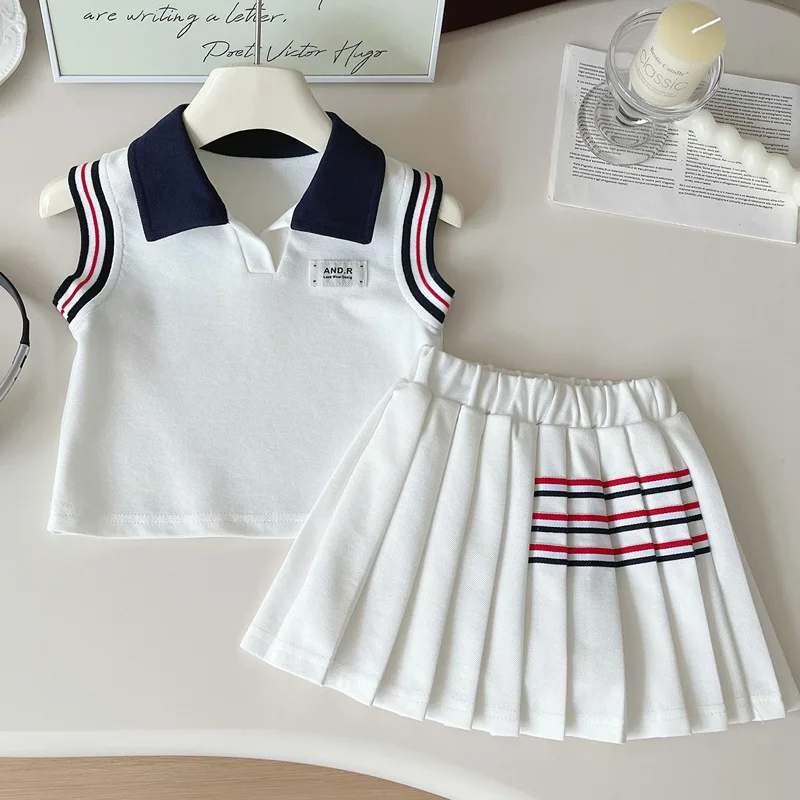 Girls College Style Polo & Skirt Set 1