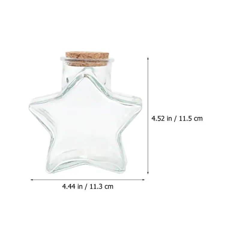 Star Shaped Glass Jars Craft Wishing Bottles Tiny Corked Glass Bottles Small Storage Jars 2pcs for Various Items Favor