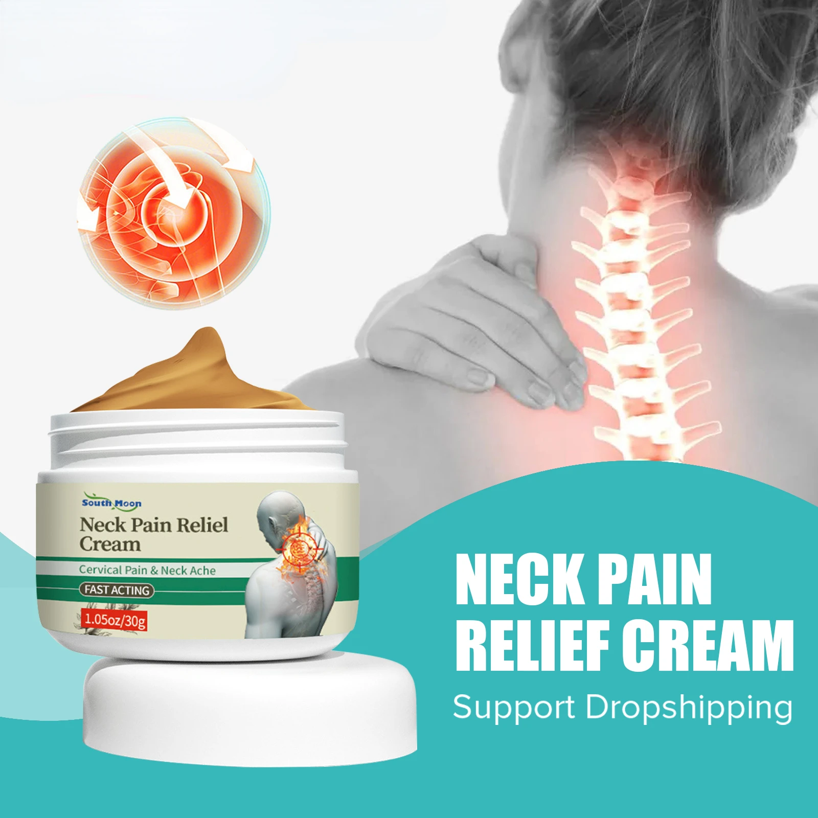 

South Moon Neck Pain Relief Cream Chinese Medical Analgesic Ointment for Rheumatoid Arthritis Joint Back Cervical Pain Cream 30g