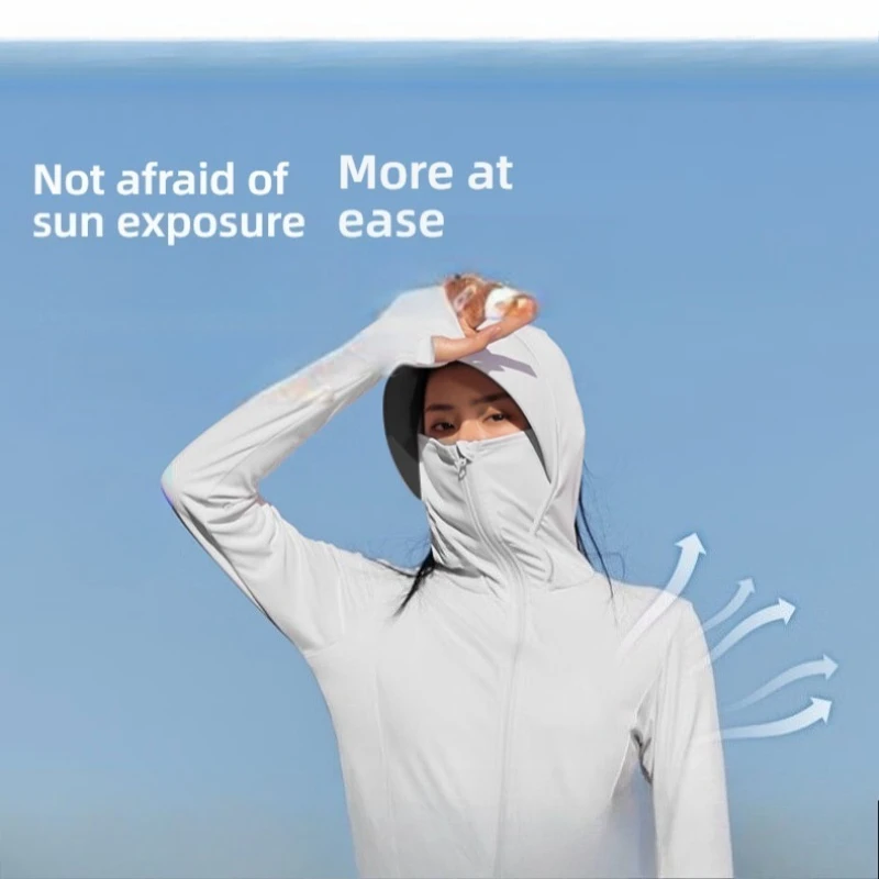 TRVLWEGO Summer Women Men Fishing Shirt UV Proof Coat Quick Dry Thin Sunscreen UPF50+ Outwear Hooded Cycling Beach Clothes