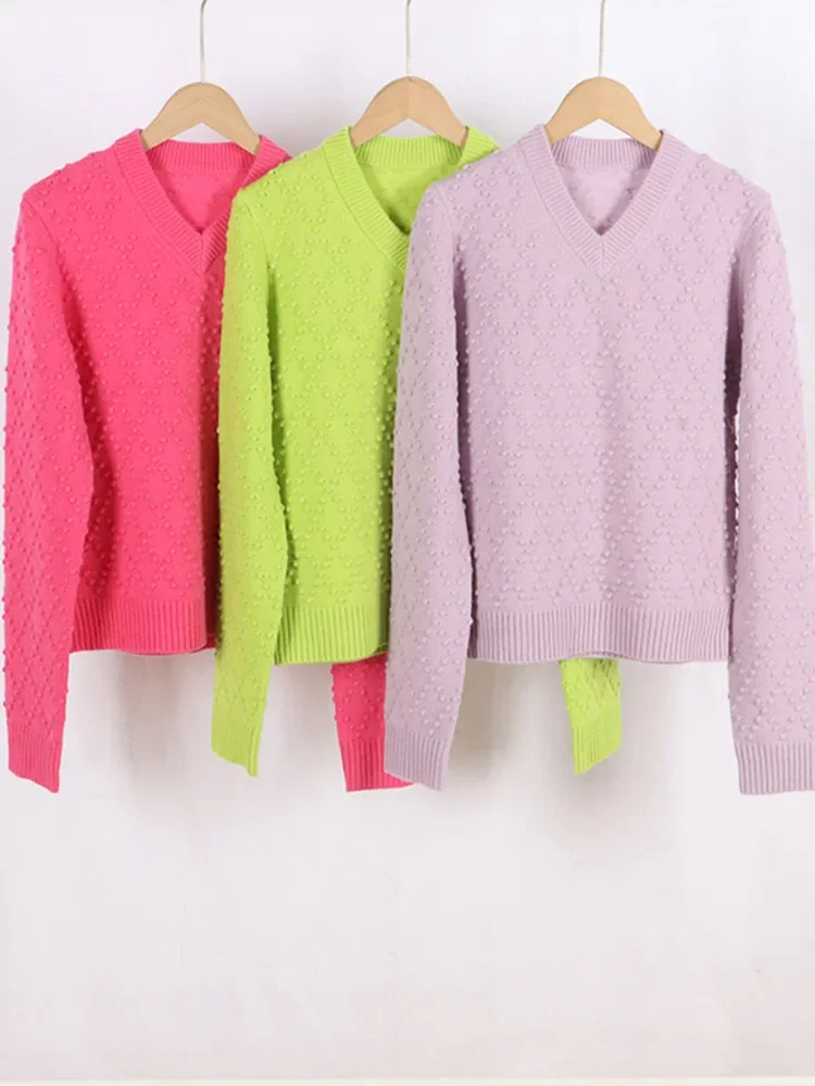 

Women's V-neck Sweater 100% Cashmere All-match 2023 Fall Knitted Pullover