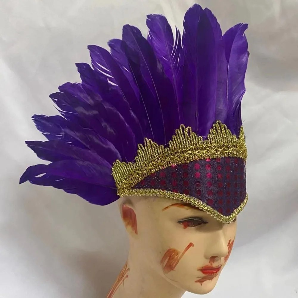 Colorful Synthetic Feather Headdress for Carnival Costume