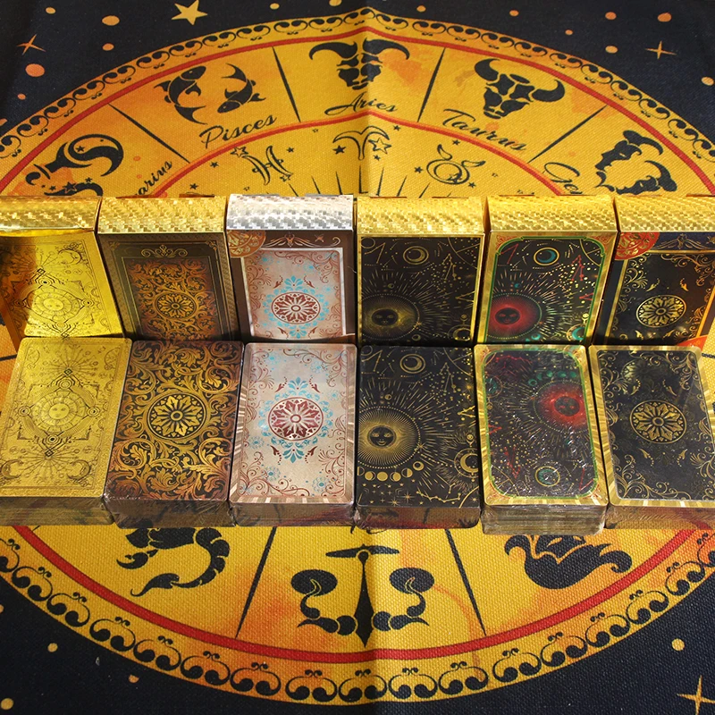 2023 New Arrive Classic Popular Gold Silver Foil Tarot High Quality Waterproof Exquisite Pattern Playing Card tarot card set 12 7cm rose gold table game paper guide divination forecast waterproof and wearable high end 80pcs astrology