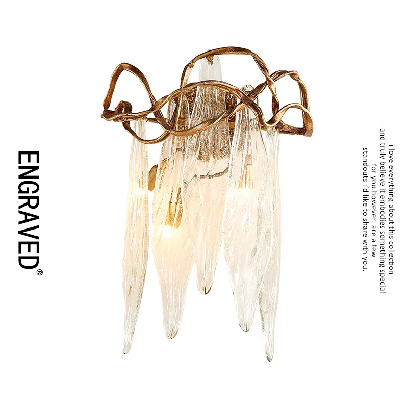 

Креативная медная настенная лампа, винтажное украшение ручной работы из стекла для гостиной, прикроватный Ретро светильник для спальни, домашний декор