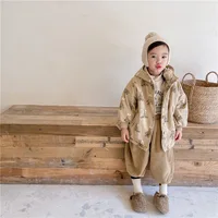 Filles manteau 2025 automne et hiver nouveaux vêtements pour enfants coréen vent fille bébé coton imprimé doudoune décontracté Simple quotidien 4