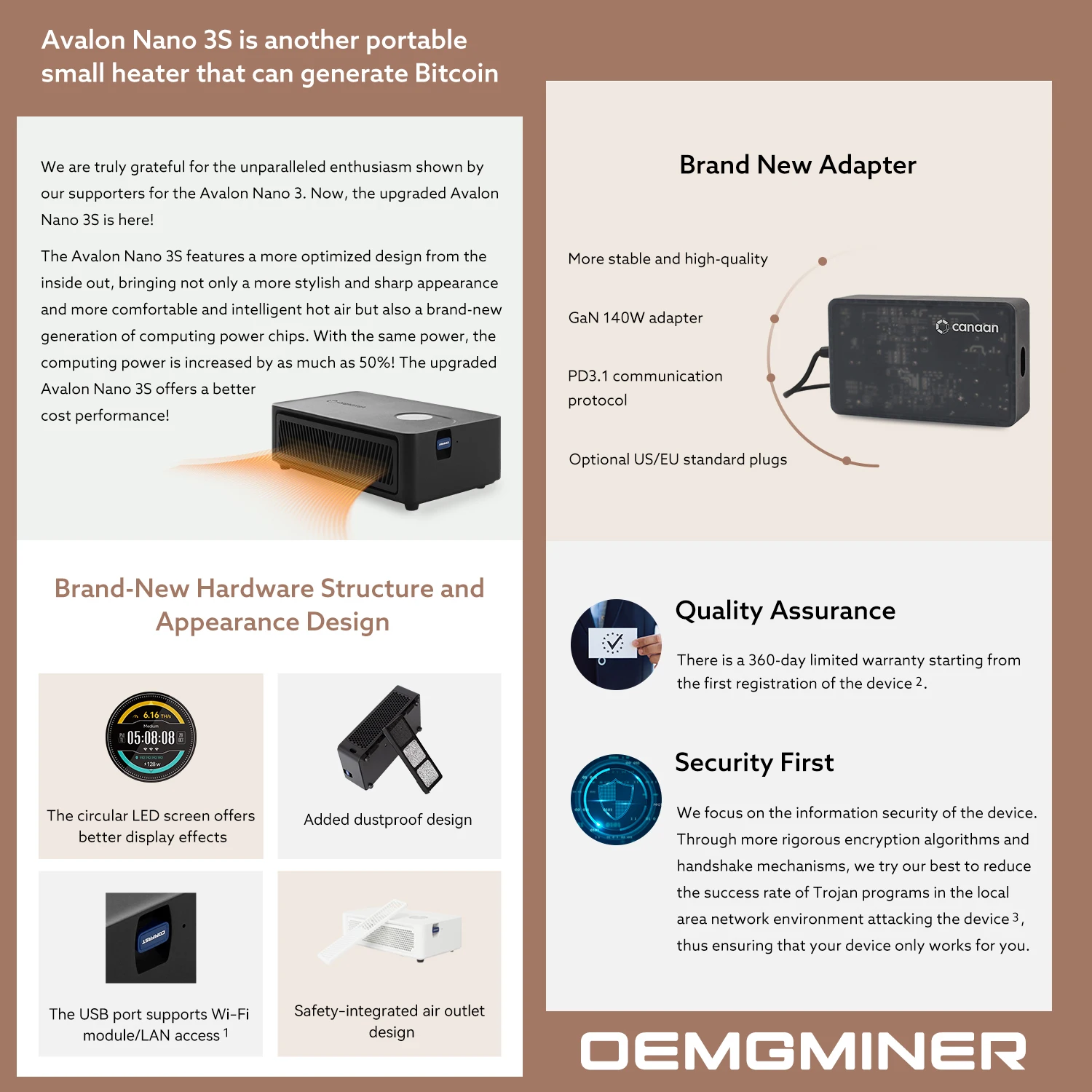 가나안 아발론 나노 3S 6Th/s 140W BTC 채굴, 비트코인 채굴 홈 오피스 히터, PSU 포함, 가정용, 2 월 배송, 신제품  - AliExpress
