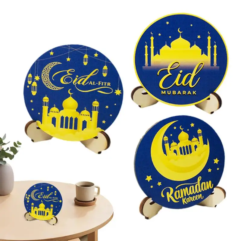 

Eid Mubarak DIY Decoration Moon Star Wooden Craft Ornament For Home Ramadan Kareem Eid Mubarak Islamic Muslim Party Supplies