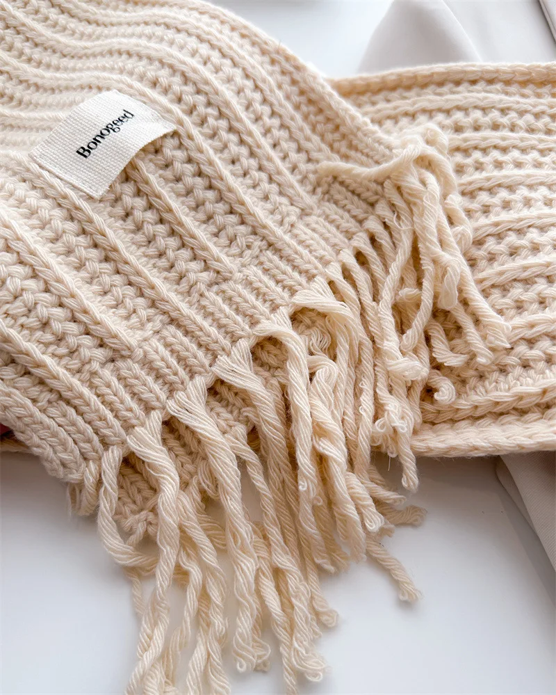 Winter Plain Dicke Quaste Wolle Gestrickte Schal Schal Dame Casual Hohe Qualität Wrap Pashmina Stola Bufandas für Outdoor-Aktivitäten – Detail 35