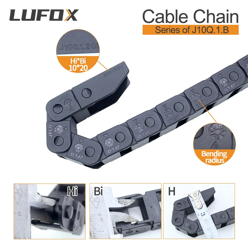 Hight Quality 1meter Cable Drag Chain Bridge type cannot be opened Series of J10Q.1.B 10*10 10*15 10*20 Bending radius R18 28 38