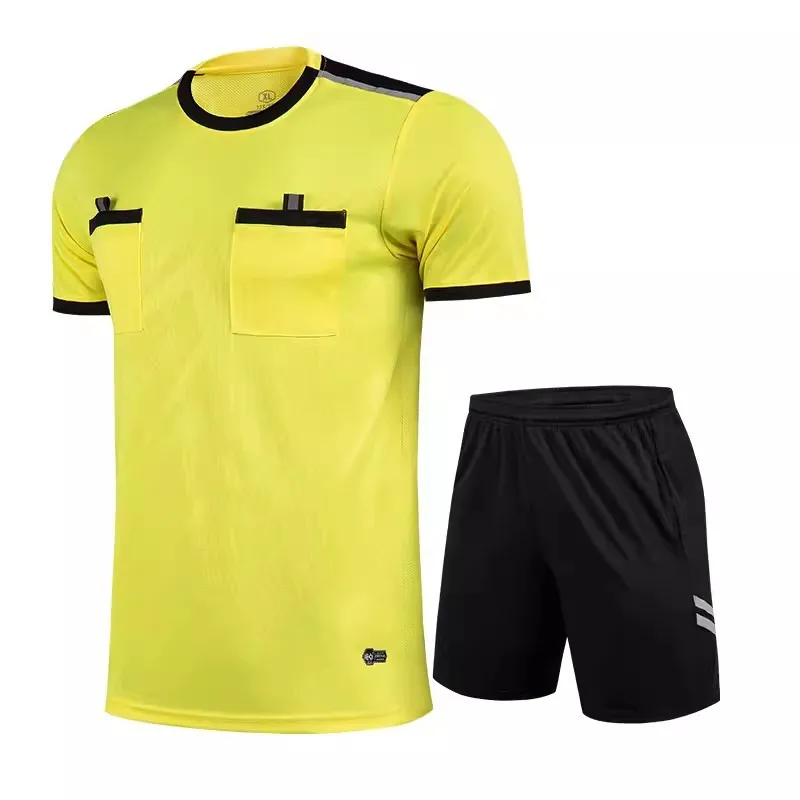 Men's Referee Soccer Jerseys - Short Sleeve Sportswear with Pockets