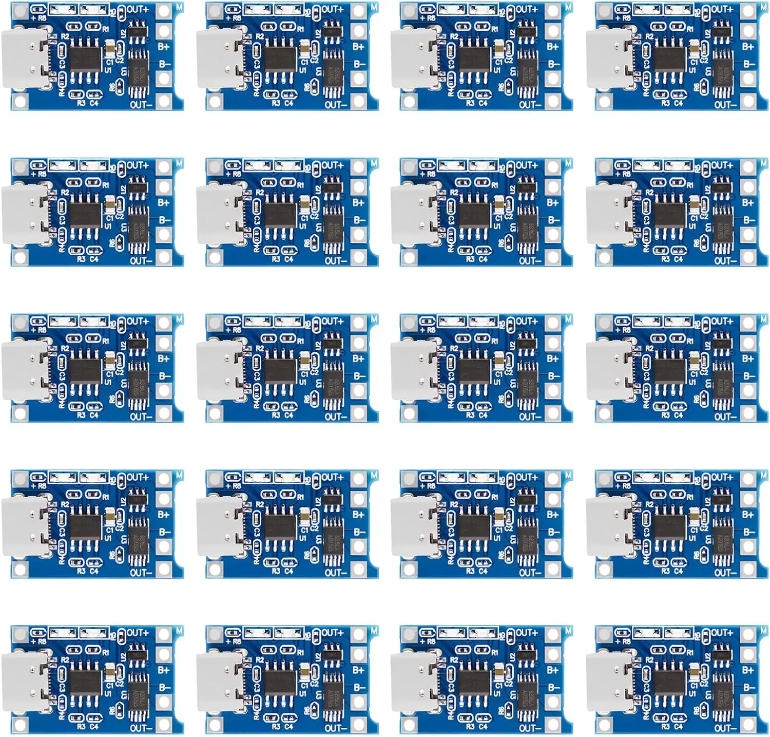 Side profile of TP4056 module with USB port